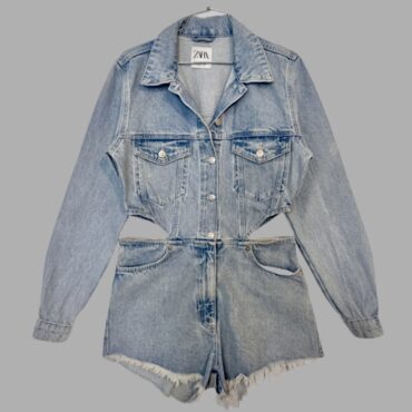 ZARA אוברול ג׳ינס עם פתחים בצדדים היקף מותן 85 ס״מ