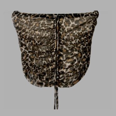 Urban Outfitters סטרפלס מנומר לייקרה משיפון עם כיווצים ושרוך מתכוונן מידההM