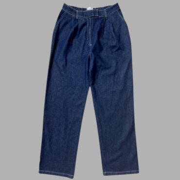 House Of Shine עם טיקט! ג׳ינס כחול גזרה גבוהה וישרה עם גומי במותן אחורי צבע כחול כהה רטרו מידה 42