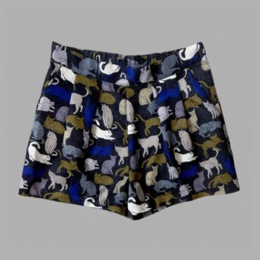 H&M מכנסיים קצרים מחוטים כחול עם הדפס חתולים גזרה גבוהה מידה M