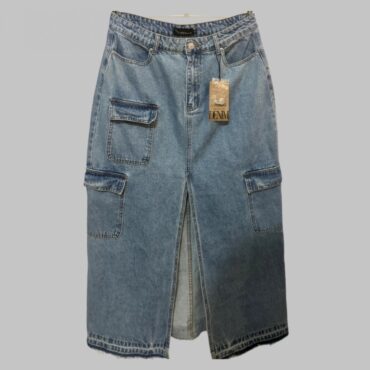 RENUAR עם טיקט! מידה 42 חצאית ג׳ינס מקסי כיסים ושסע מקדימה