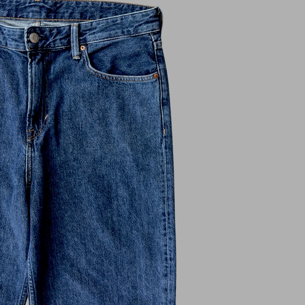 Hm מידה 46 ג׳ינס בגזרה גבוהה וקלאסית (לא צמוד) צבע כחול כהה – תמונה 2