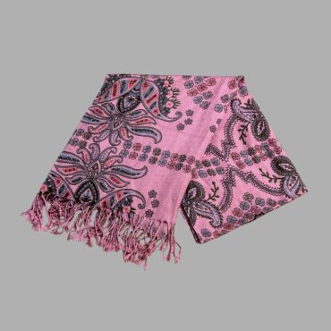 Lucci צעיף ענק ורוד בהדפס קשמיר בוהו פרחוני, פייזלי 127/66 ס״מ