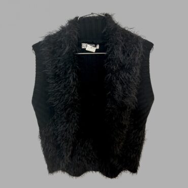 וינטג׳״נעומית״ מידה S וסט סריג שחור עם פרווה מלאכותית מצב חדש