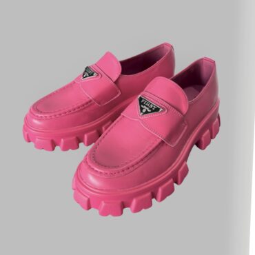 חדשות! מידה 37 נעליים ורודות מוקסין לאופרס דמוי עור עם הכיתוב “first”סוליית טרקטור פלטפורמה