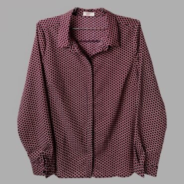 Castro מידה 36 חולצה אלגנטית מכופתרת נשפכת עם הדפס אדום וכחול של ״קשקשים״ מצב חדש!