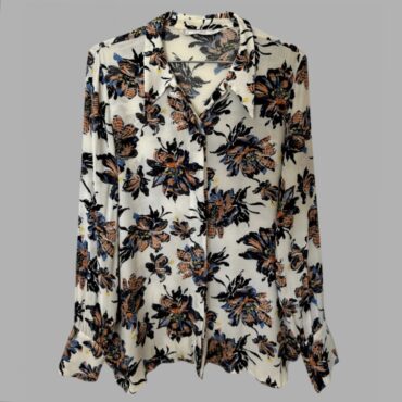 ZARA מידה 28 חולצה פרחונית אלגנטית לבנה קלילה ונעימה עם צווארון שפיצי מצב חדש (העתק)