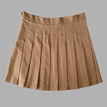 H&M מידה 42 חצאית קפלים חומה מחויטת בגזרת פעמון!