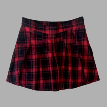 Hm מידה 36 חצאית קפלים פלנל אדומה משובצת עם שחור היקף מותן - 77 ס״מ
