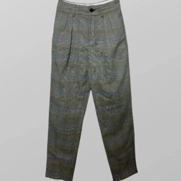 MANGO מכנסיים מחויטים בהדפס פפיטה משובץ בגזרה גבוהה מידה 36