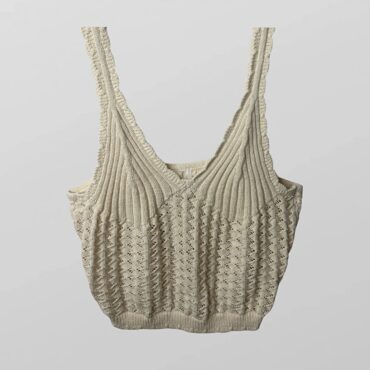 עם טיקט! Hm גופיית קרופ סרוגה מידה XL