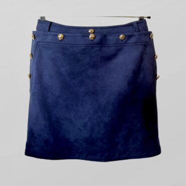 ICE CUBE חצאית כחולה קטיפתית עם כפתורי זהב ובטנה מידה M היקף מותן - 85 ס״מ