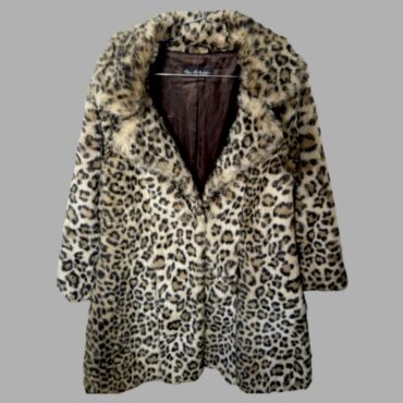 חדש! Miss Selfridge מידה S מעיל פרווה מנומר ארוך מחמם עם סגירה קרסים  ובטנה