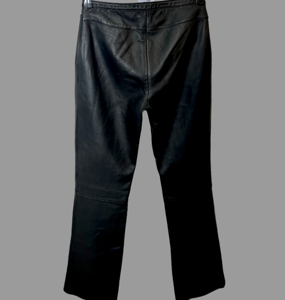 CASTRO מידה XS מכנסיים 100% עור שחורים גזרת אמצע ישרה מצב חדש – תמונה 2