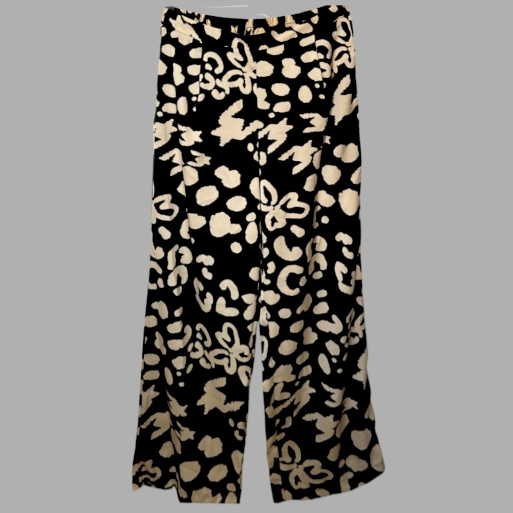 PRIMARK מידה 42 מכנסי סאטן רחבים נשפכים עם גומי מאחורה