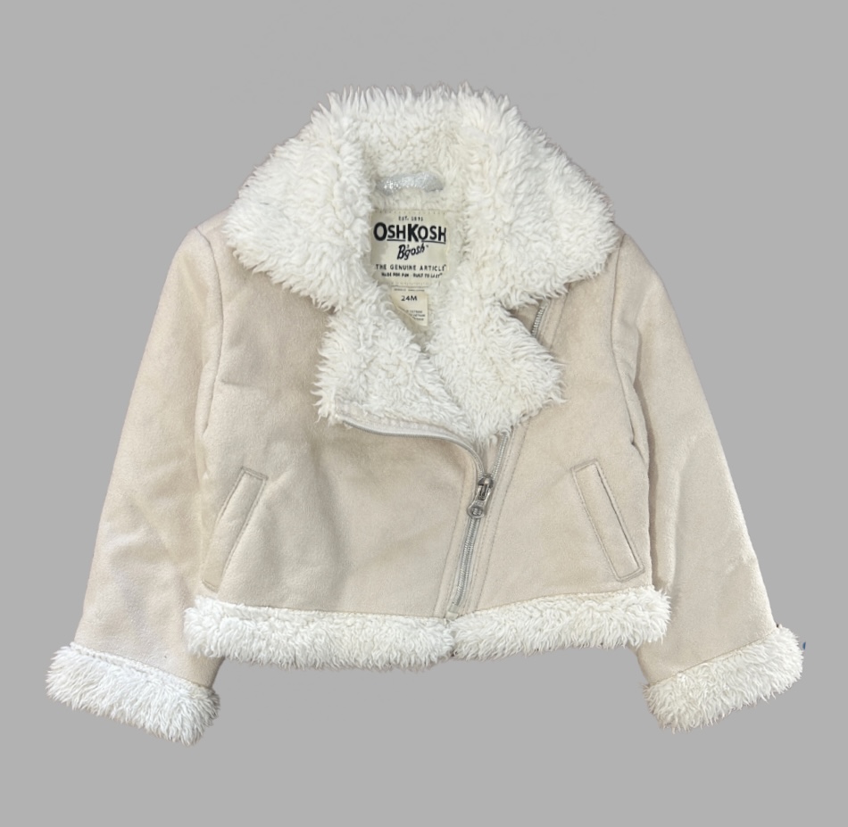 קולקציית ילדות! מעיל דמוי זאמש קטיפתי ניוד מידה 24m עם פרווה פנימית