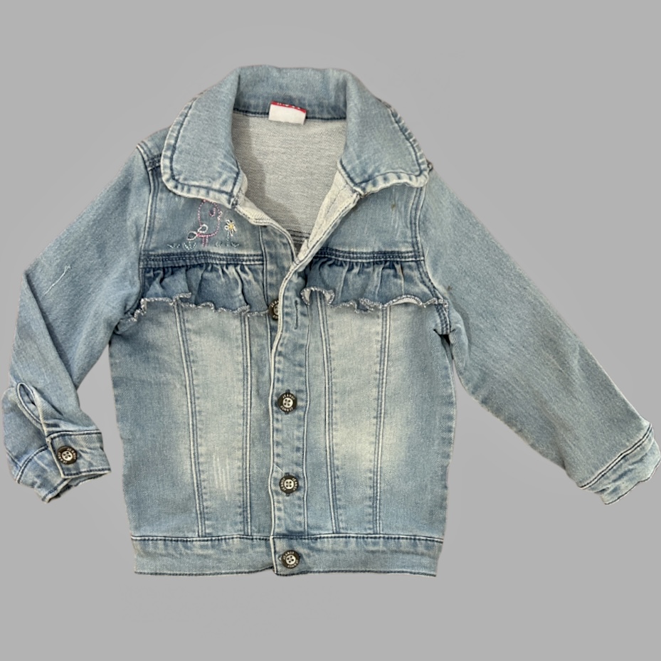 קולקציית ילדות! ג׳קט ג׳ינס שילב מידה 18-24m עם מלמלה ורקמה בד לייקרה