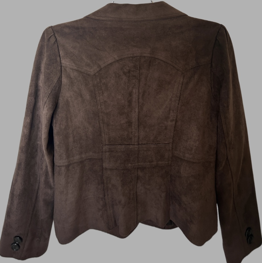 ג׳קט דמוי זאמש קטיפתי מידה S צבע חום מחויט – תמונה 3