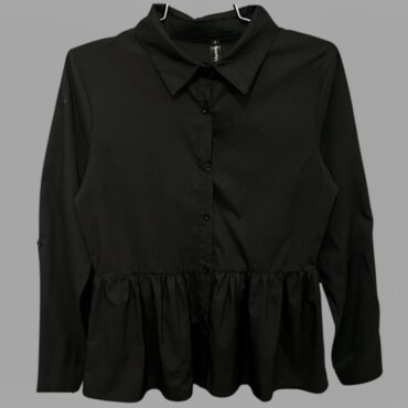 חולצה שחורה אלגנטית מכופתרת פפלום מידה M מצב חדש!