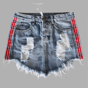 LaLoca עם טיקט! מידה S חצאית ג׳ינס סיומת פרומה בצורת משולש  ופסים בצדדים