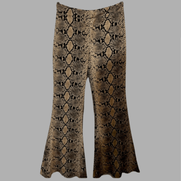 ZARA מידה S מכנסיים מנוחשים בגזרת פדלפון מתרחב גומי מאחורה גזרה גבוהה בד נשפך. מצב חדש