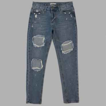 Adika ג׳ינס קרעים מידה M גזרת אמצע עם אפקט ״שפריץ״ גזרת MOM