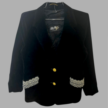 וינטג׳! Simon Blair בלייזר קטיפה שחור מידה M כפתורי זהב עם כיסים רקומים