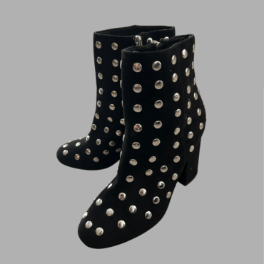 Morgan de toi עם טיקט! מגפון ניטים שחור עם עקב מרובע מידה 39