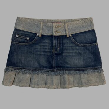 Fox vintage חצאית ג׳ינס מידה 38 גזרה נמוכה שני צבעים וקפלים בסיומת. מצב חדש!