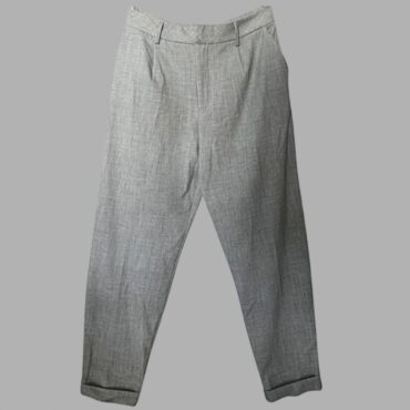 Twentyfourseven מידה 42 מכנסיים מחויטים אפורים גזרה גבוהה בד ארוג במרקם קלאסי בסגנון מחויט