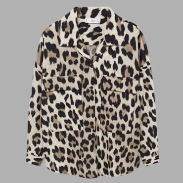 MANGO חולצה מנומרת 100% כותנה מכופתרת מידה M נשפכת עם כיסים גדולים אוברסייז מצב חדש!