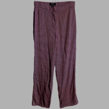 Pull&Bear מידה s מכנסיים דקיקים נשלפים בסגנון רטרו בהדפס גיאומטרי סגול סגירת כפתור וגומי וגומי מאחורה במותן