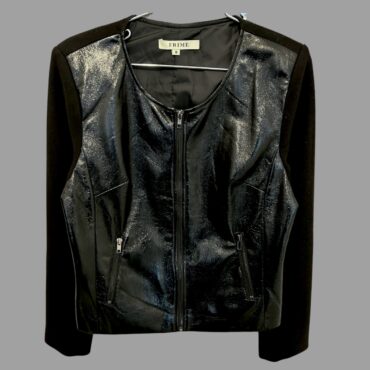 Frime Paris ג׳קט שחור מידה M בשילוב דמוי עור מבריק