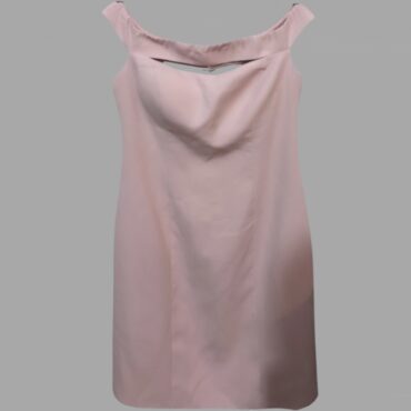 NAZZAN שמלה ורודה מחויטת מידה XL מפתח סירה אוף שולדרס, גזרה אלגנטית. מצב כמו חדש!