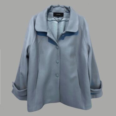 GOLBARY מעיל חדש תערובת צמר תכלת מידה 44 גזרה ישרה עם צווארון מעוגל. מצב חדש