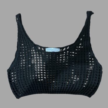 גופיית קרופ שחורה רשת סרוגה מידה s