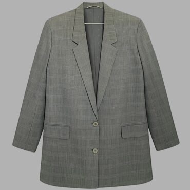 בלייזר אפור משובץ בלבן עדין אוברסייז מידה M