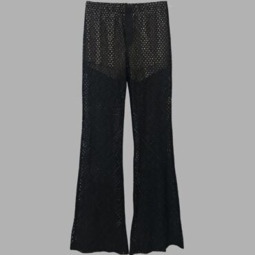 Efrat&Tali מכנסיים שחורים שקופים מידה S גזרה גבוהה לייקרה חירורים פדלפון עם מכנסון מובנה בצבע גוף.מצב חדש!