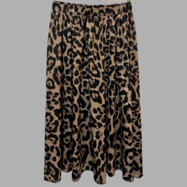 חצאית מנומרת מידה M אורך מידי גומי במותן בד אלגנטי נשפך. מצב כמו חדש!