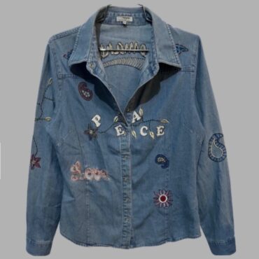 Honigman חולצת ג׳ינס רקומה מידה 40 עם טיקטקים מצב חדש!