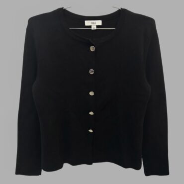 M&S קרדיגן סריג שחור מידה S עם כפתורי כסף בגזרה משוחררת מצב חדש!