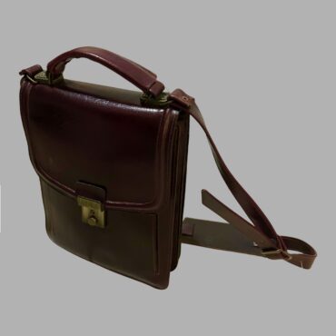 עם טיקט! תיק צד וינטג’ עור 100% חום אדמדם בסגנון תיק מסמכים קטן / תיק שליח קלאסי