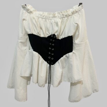 חולצת אוף־שולדר רומנטית S בסגנון מחוך וייב וינטג׳