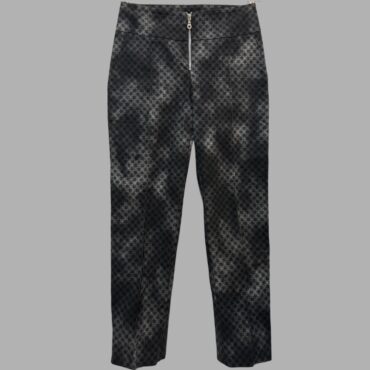 מכנסיים מחויטים גזרה גבוהה מידה M בהדפס גיאומטרי שחור אפור