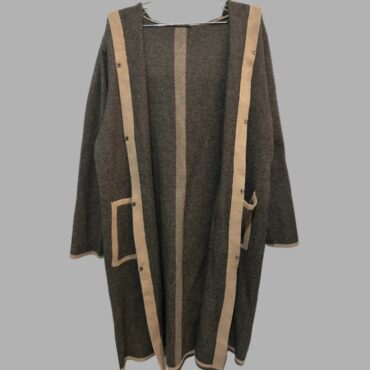 GOLBARY קרדיגן ארוך מחמם חום עם בז׳ עם סגירת קרסים וכובע מצב חדש