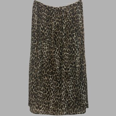 MANGO חצאית מידי פליסה מנומרת מידה L עם גומי במותן מצב חדש