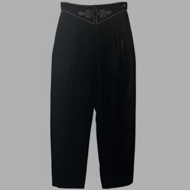 וינטג׳ איטלקי Fontana מכנסי קטיפה שחורים XS עם עיטור רקום במותן גזרה גבוהה מצב חדש!