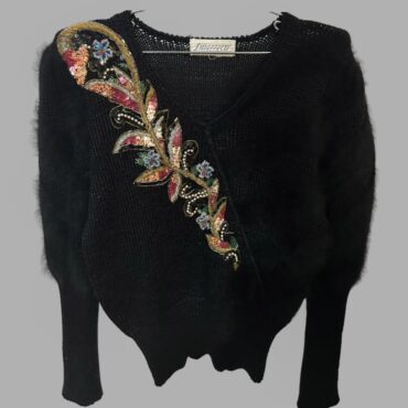 וינטג׳ 80’s סוודר אנגורה שחור עם פאייטים מידה M מצב כמו חדש!