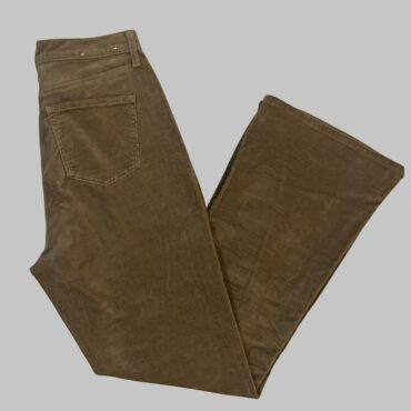 UNIQUE מכנסי קורדורוי חום חאקי מידה L לייקרה גזרה גבוהה פדלפון מתרחבת. מצב כמו חדש!