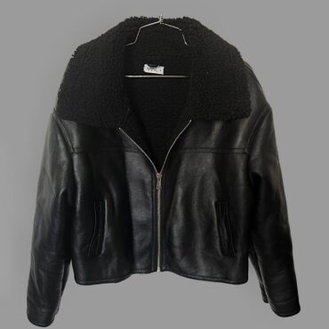 CASTRO מעיל דמוי עור שחור מידה L עם פרווה פנימית כבש (גם בשרוולים) מצב חדש!